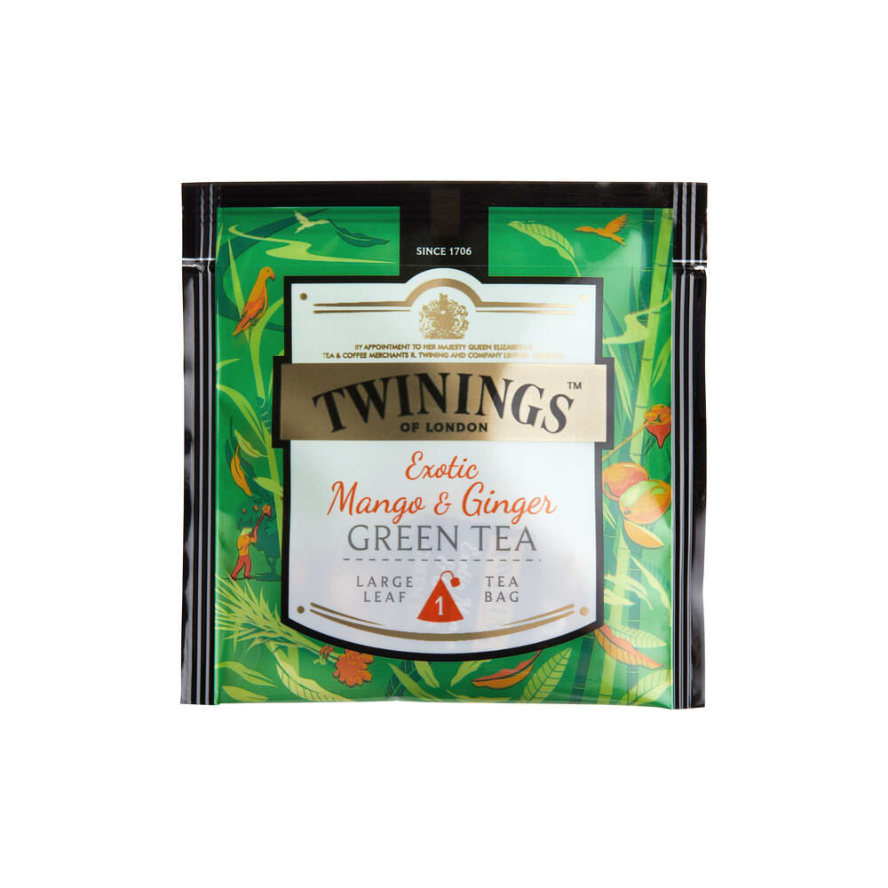 Twinings Exotic Mango & Ginger Green Tea Platinum Tea Sachets, Regular